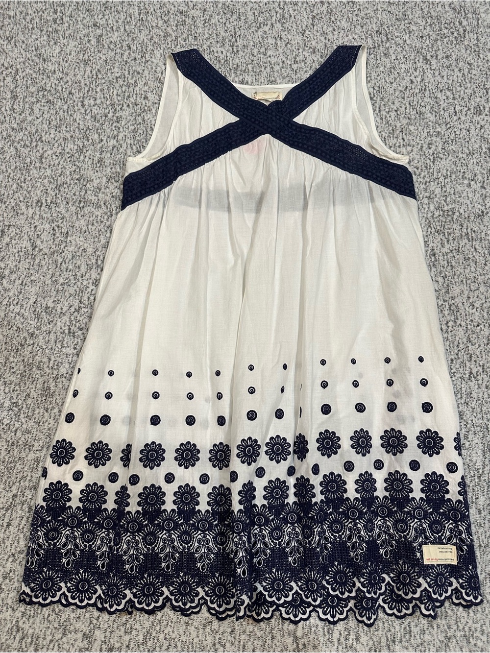 Odd Molly Unincorporated Anthropologie White Dress Navy Embroidery Ladies L NWT